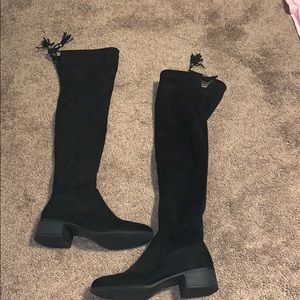 Over knee black suede boots